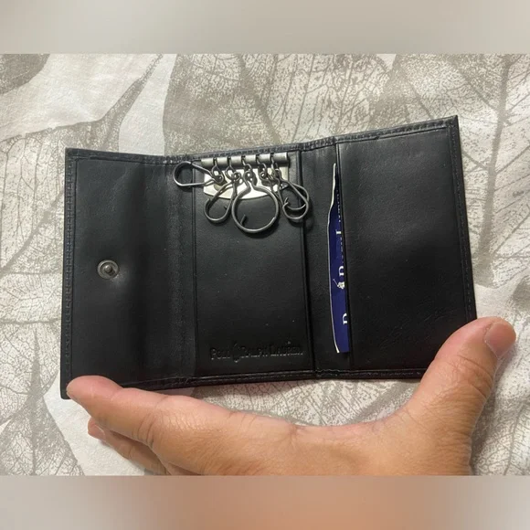 POLO RALPH LAUREN Black Leather Key-Card Holder Wallet